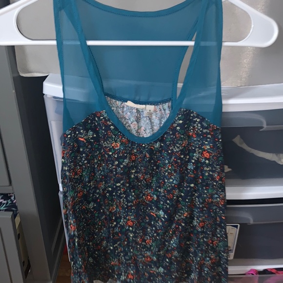 S MUDD TANK TOP MESH FLORAL BLUE OBO NO FLAWS - Picture 2 of 6
